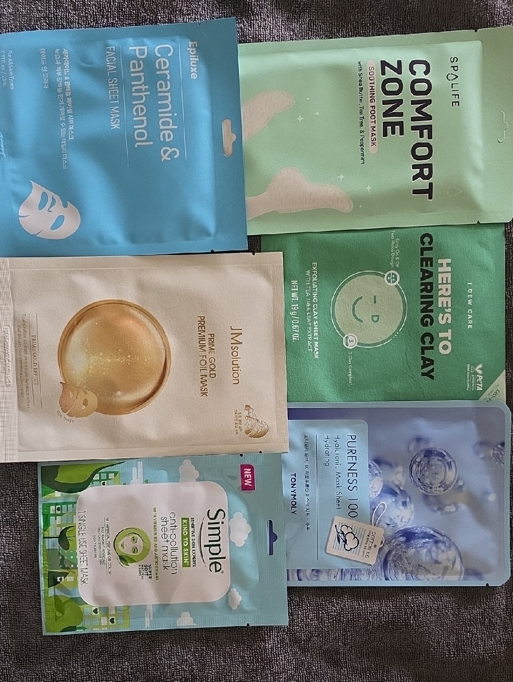 Variety Of 5 Korean Masks, 1 Foot Mask Bundle